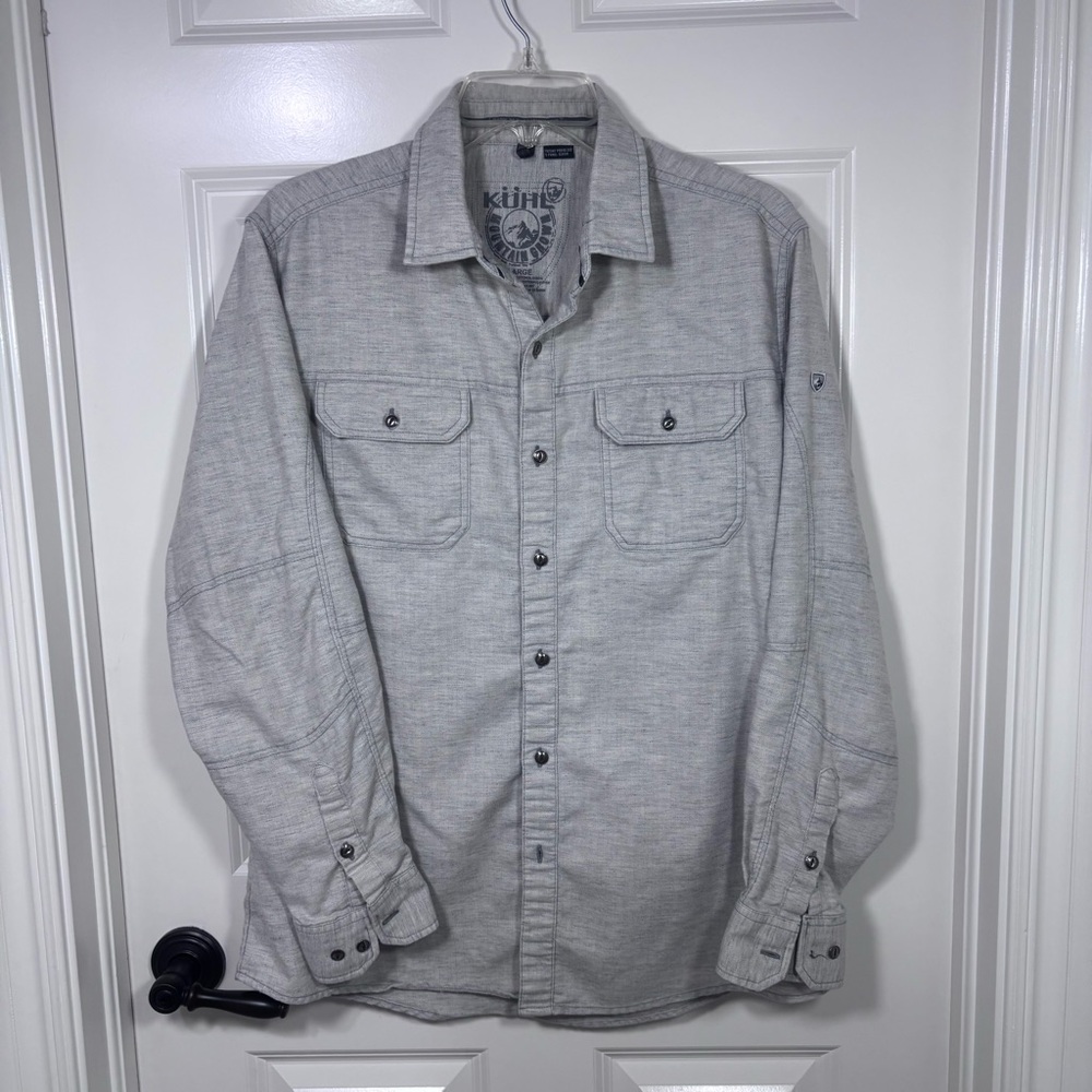 Kühl Shiftr Long Sleeve Button-Up Shirt Men’s L Gray Hiking Traveling Outdoors